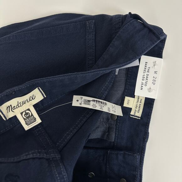 Madewell The Petite Darted Barrel Leg Jean Garment Dyed Juniper Berry US 28P NWT - Picture 12 of 14
